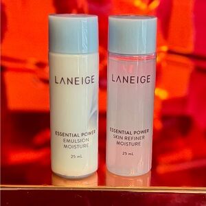 Sample-size bottles of Laneige's Power Skin Refiner & Balancing Emulsion